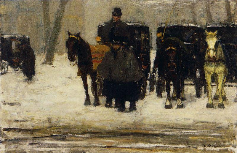 Floris Arntzenius Rental coaches in the snow oil painting picture